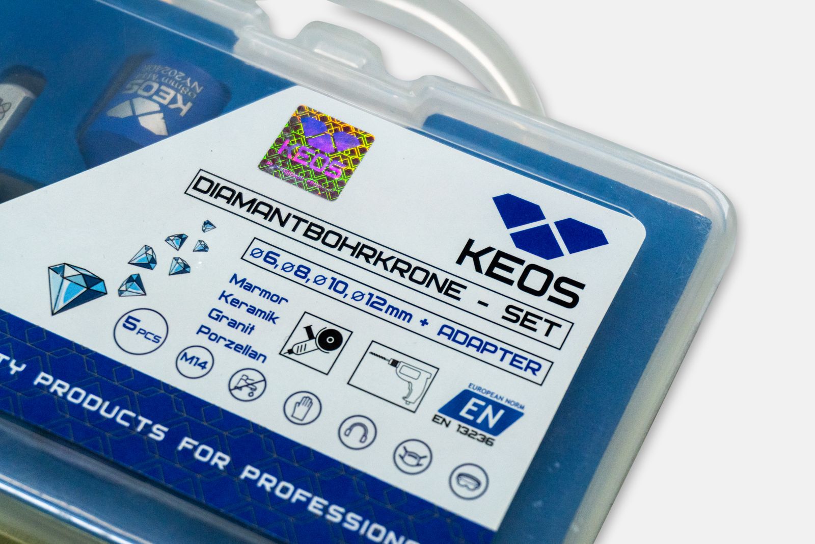 Набор коронок по керамограниту Keos PRO 6-12мм M14 DCK612M14