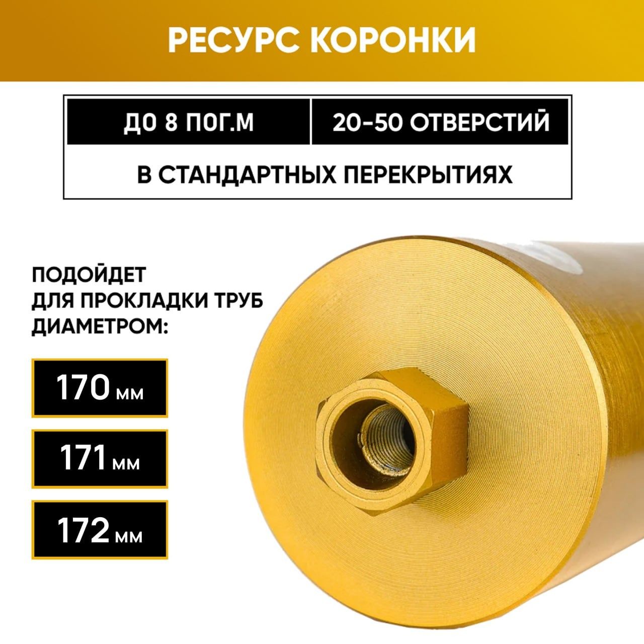 Алмазная коронка Golden Dragon Ø172 мм 172/400.11/4.GD